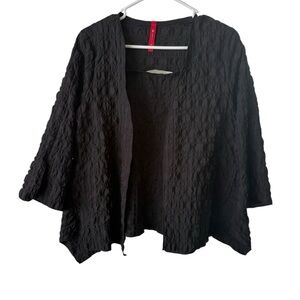 Elegant Black Textured Women's Cardigan